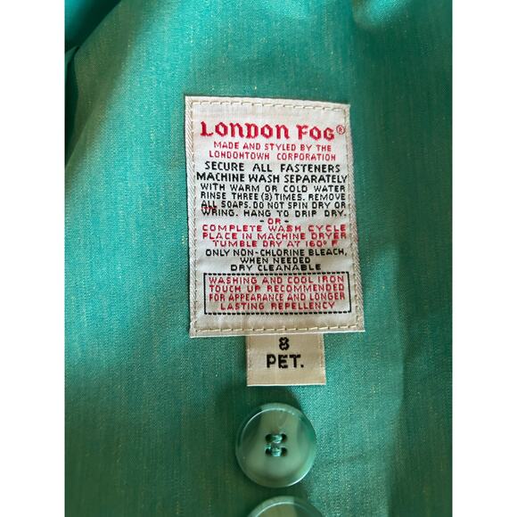 London Fog double breasted beautiful blue/green light weight trench/rain coat 8P - Picture 4 of 9